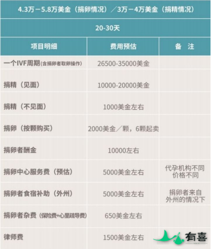 美国试管婴儿费用一共花的费用总计插图1