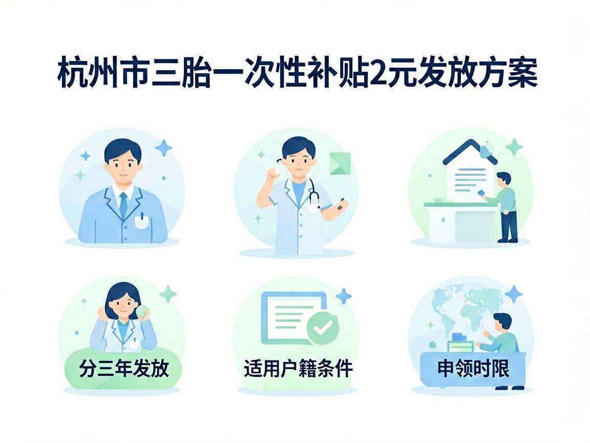 杭州市三胎一次性补贴2万元发放方案：分三年发放、适用户籍条件、申领时限