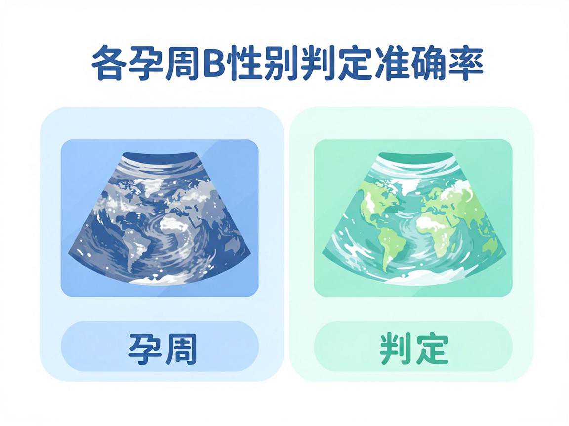 各孕周B超性别判定准确率对比