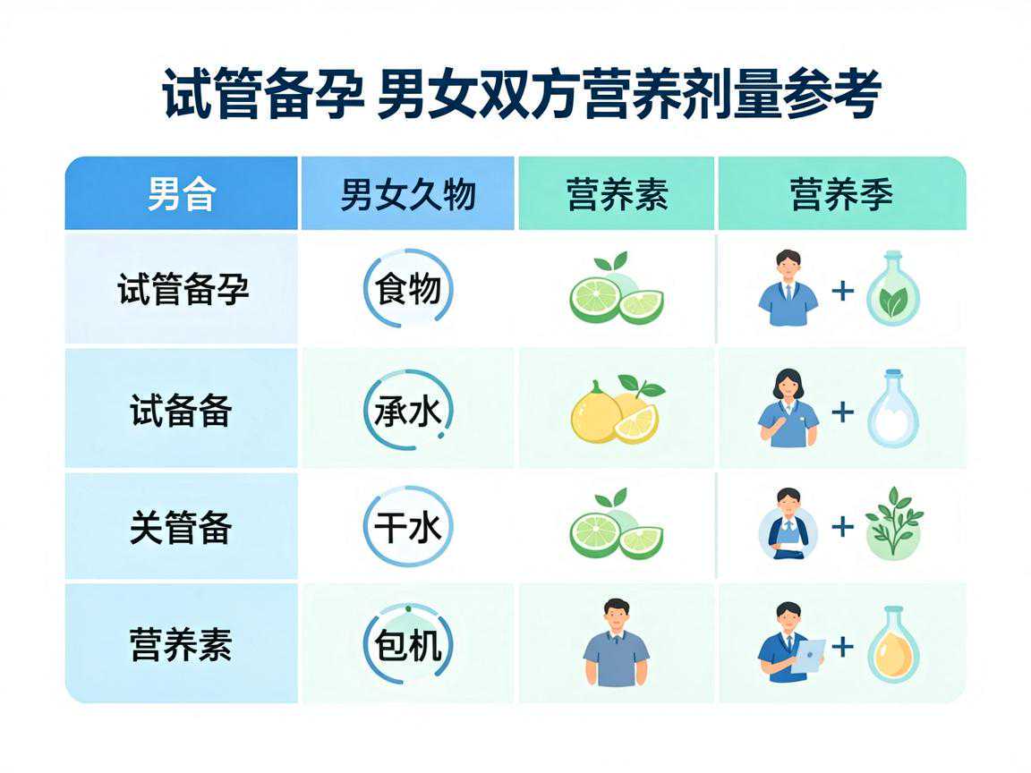 试管备孕男女双方关键营养素剂量参考和食物来源表