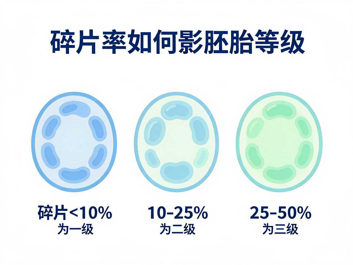 碎片率如何影响胚胎等级:同样8细胞,碎片<10%为一级、10-25%为二级、25-50%为三级