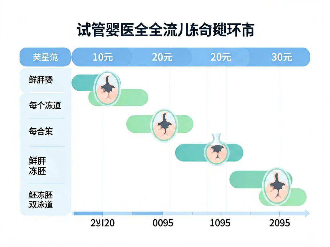 试管婴儿全流程时间轴甘特图(鲜胚/冻胚双泳道对比每个环节天数)