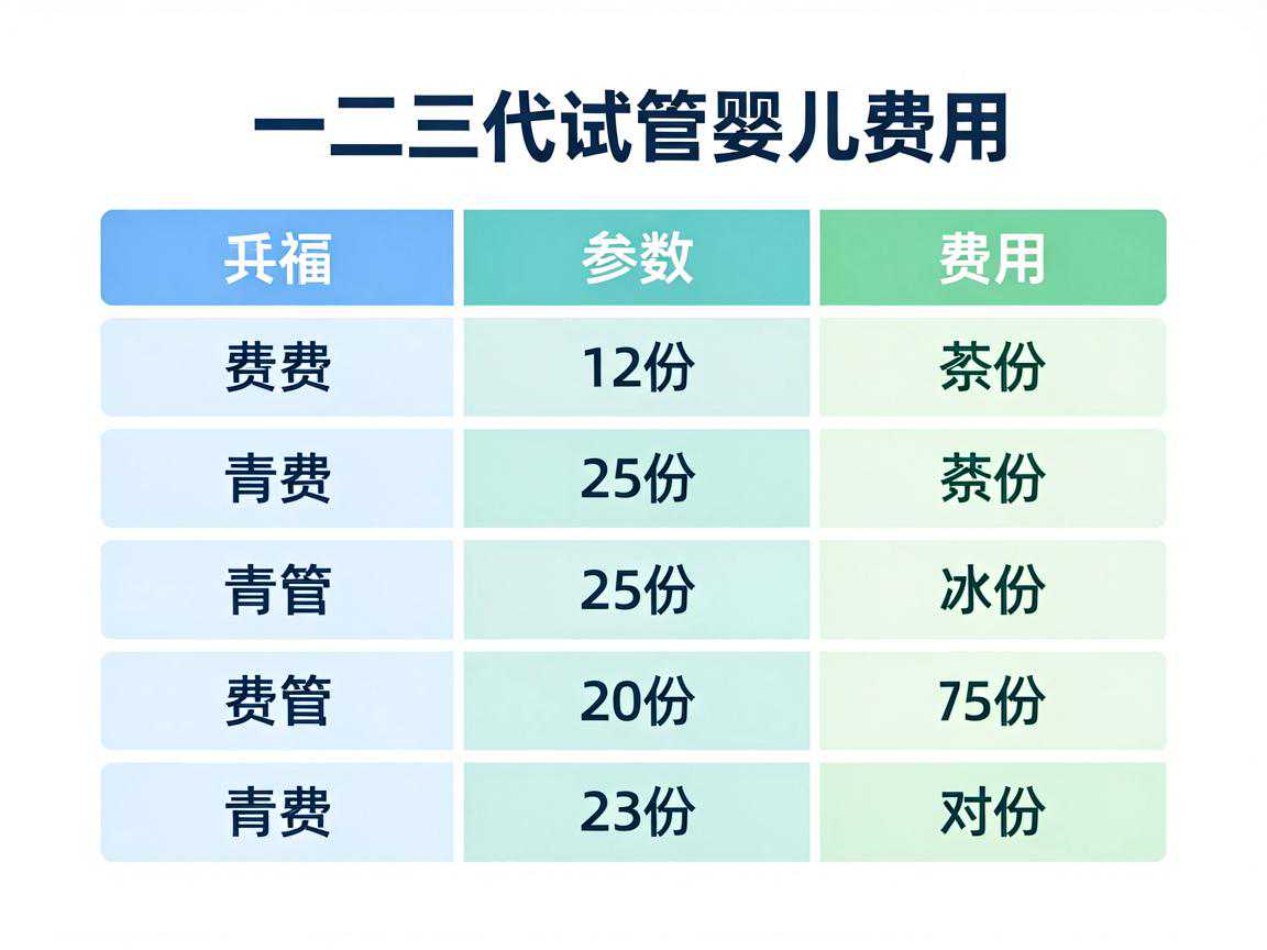 一二三代试管婴儿费用对比表