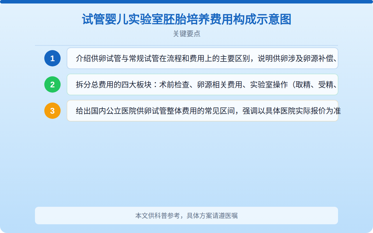 试管婴儿实验室胚胎培养费用构成示意图