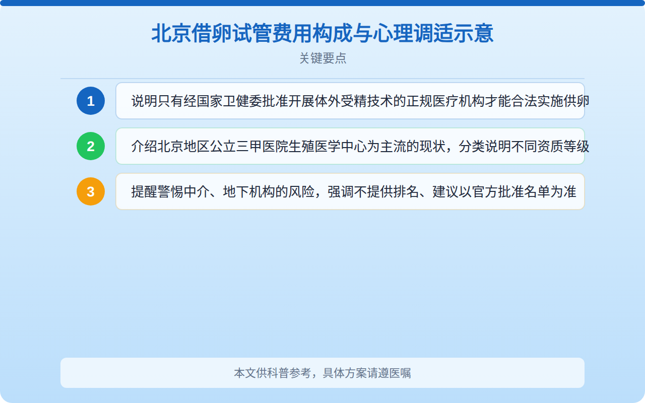 北京借卵试管费用构成与心理调适示意