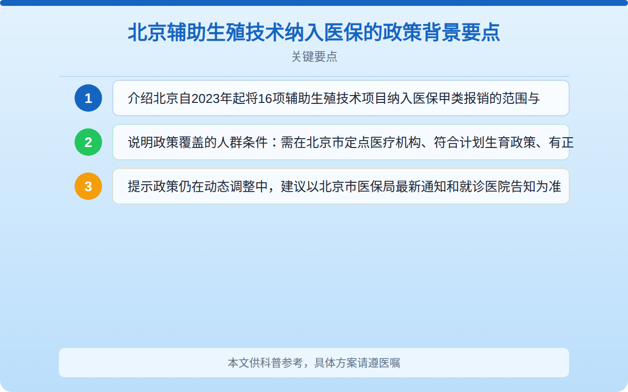 北京辅助生殖技术纳入医保的政策背景要点