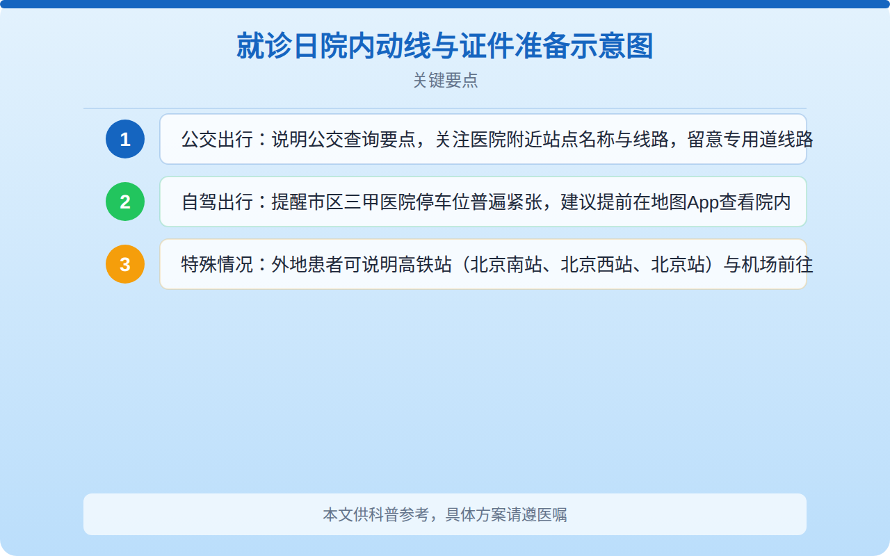 就诊日院内动线与证件准备示意图