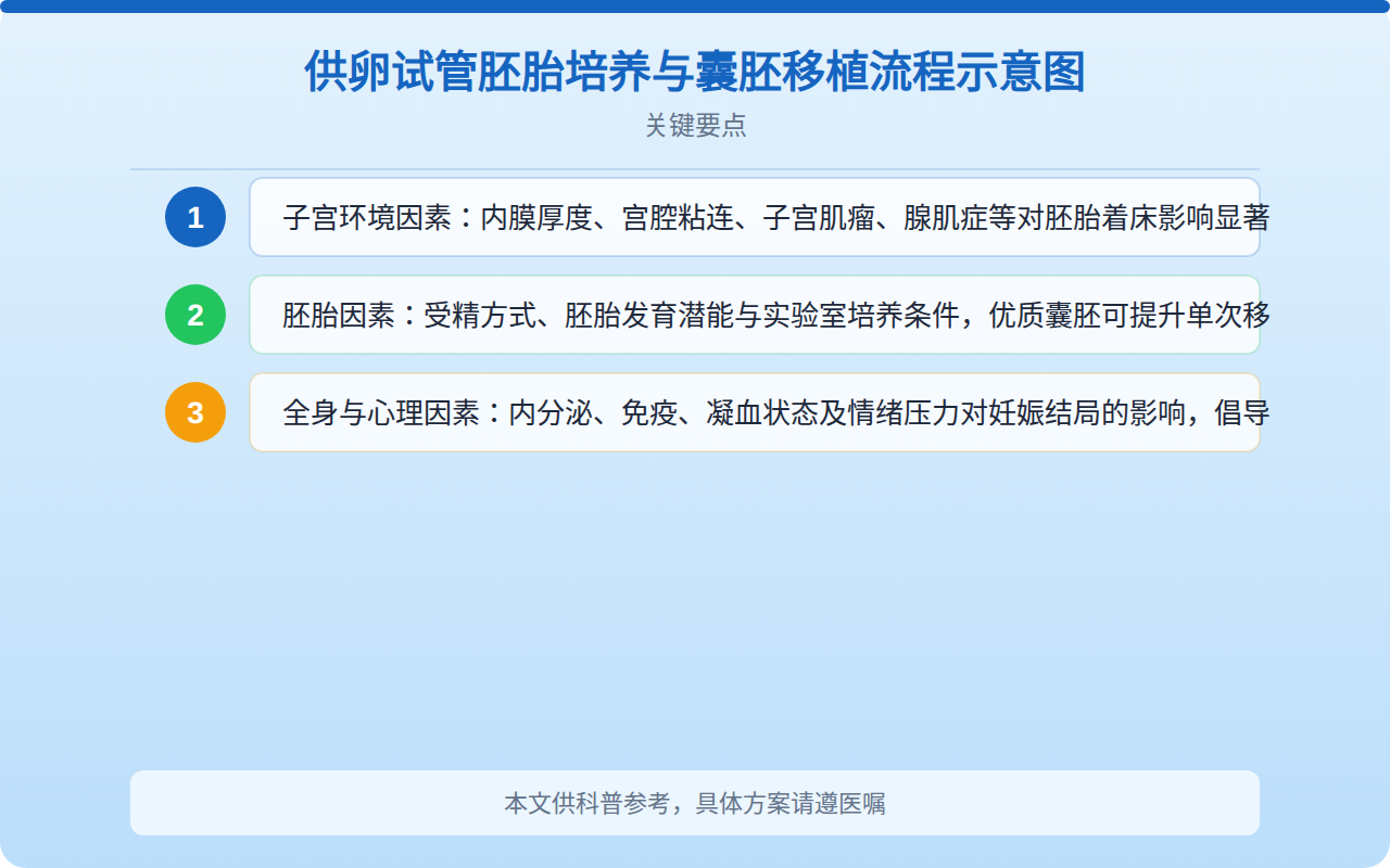 供卵试管胚胎培养与囊胚移植流程示意图