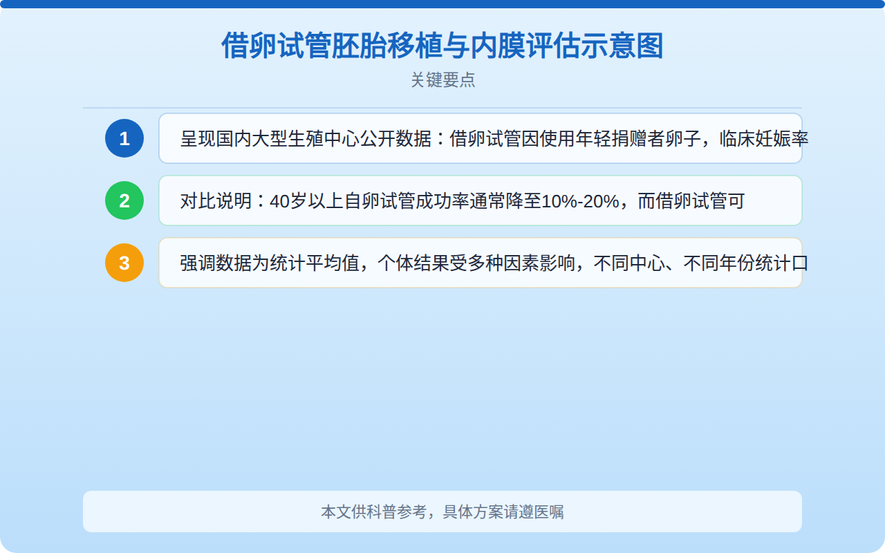 借卵试管胚胎移植与内膜评估示意图