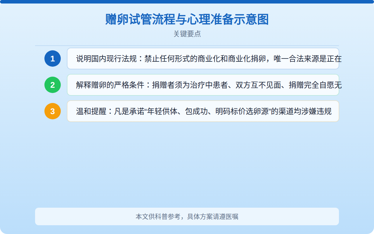 赠卵试管流程与心理准备示意图